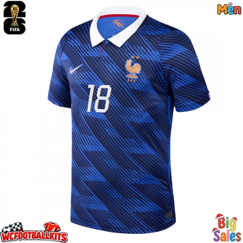 France Warren Zaire-Emery #18 Replica Home Stadium Shirt World Cup 2026 Short Sleeve